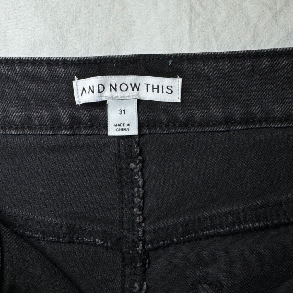 NWOT Jeans And Now This High Waist Wide-Leg Rip Crop Black Wash Size 31 Vintage - Picture 5 of 16